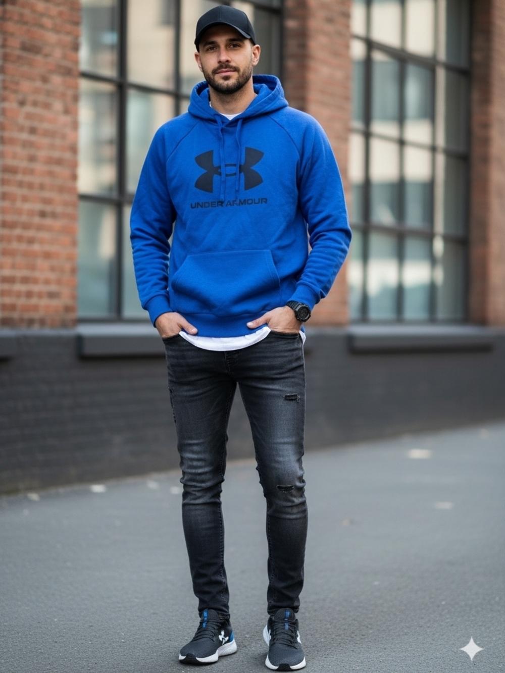 💥NWOT-Under Armour Men's Blue Logo Hoodie